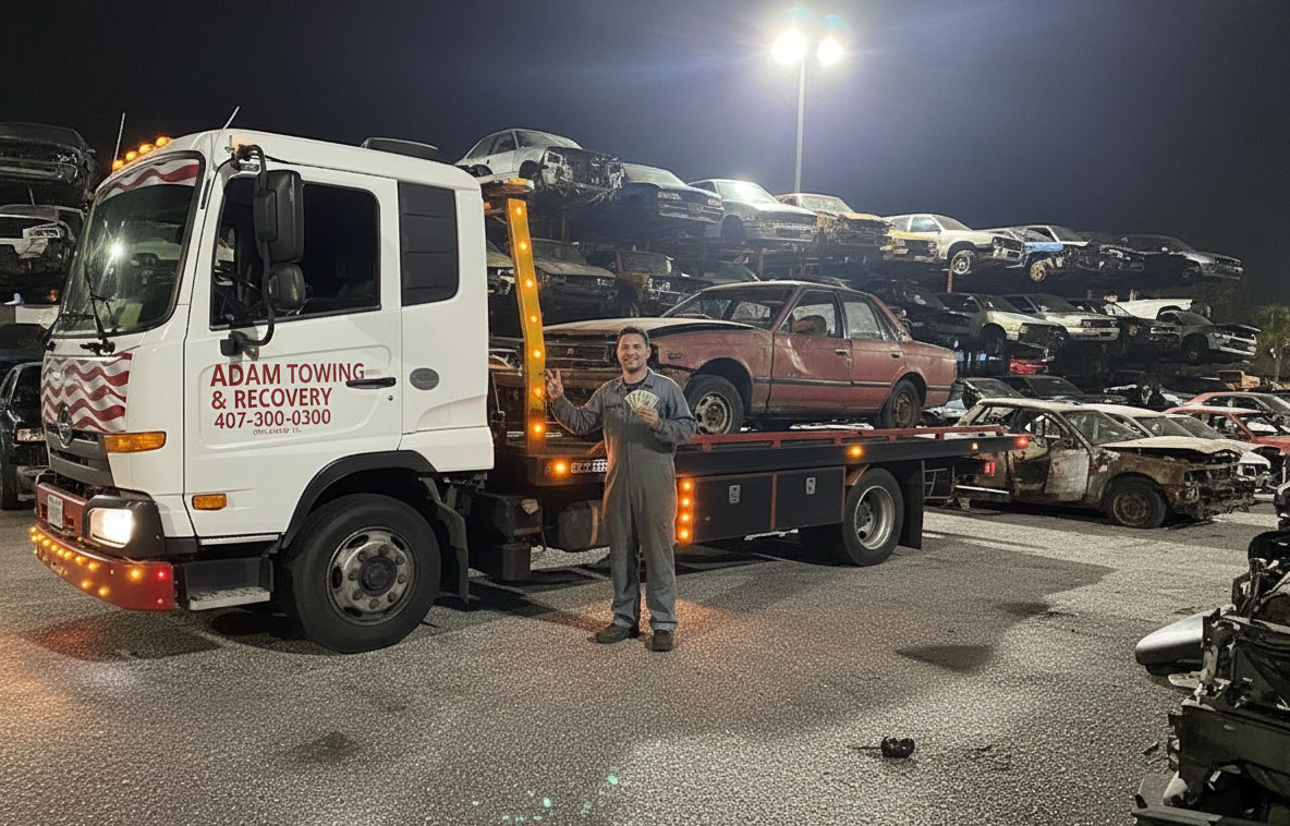 Scrap Car Removal Service by Adam Towing & Recovery in Sand Lake, FL